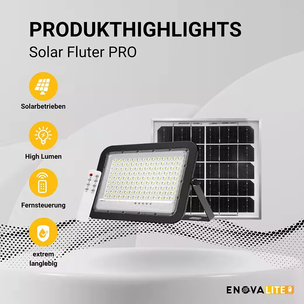 ENOVALITE Solarstrahler PRO 10W 1400 lm 6500K IP65 LED-Fluter