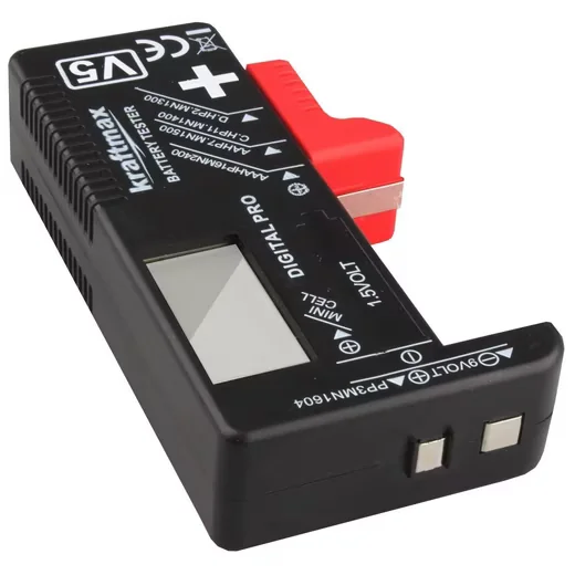 KRAFTMAX Batterie und Akkutester V5 für AA AAA C D Micro Mignon mit 9V
