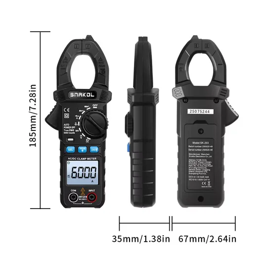 ATHLIX Digitales Zangenmultimeter 600 A AC DC True RMS 35 mm
