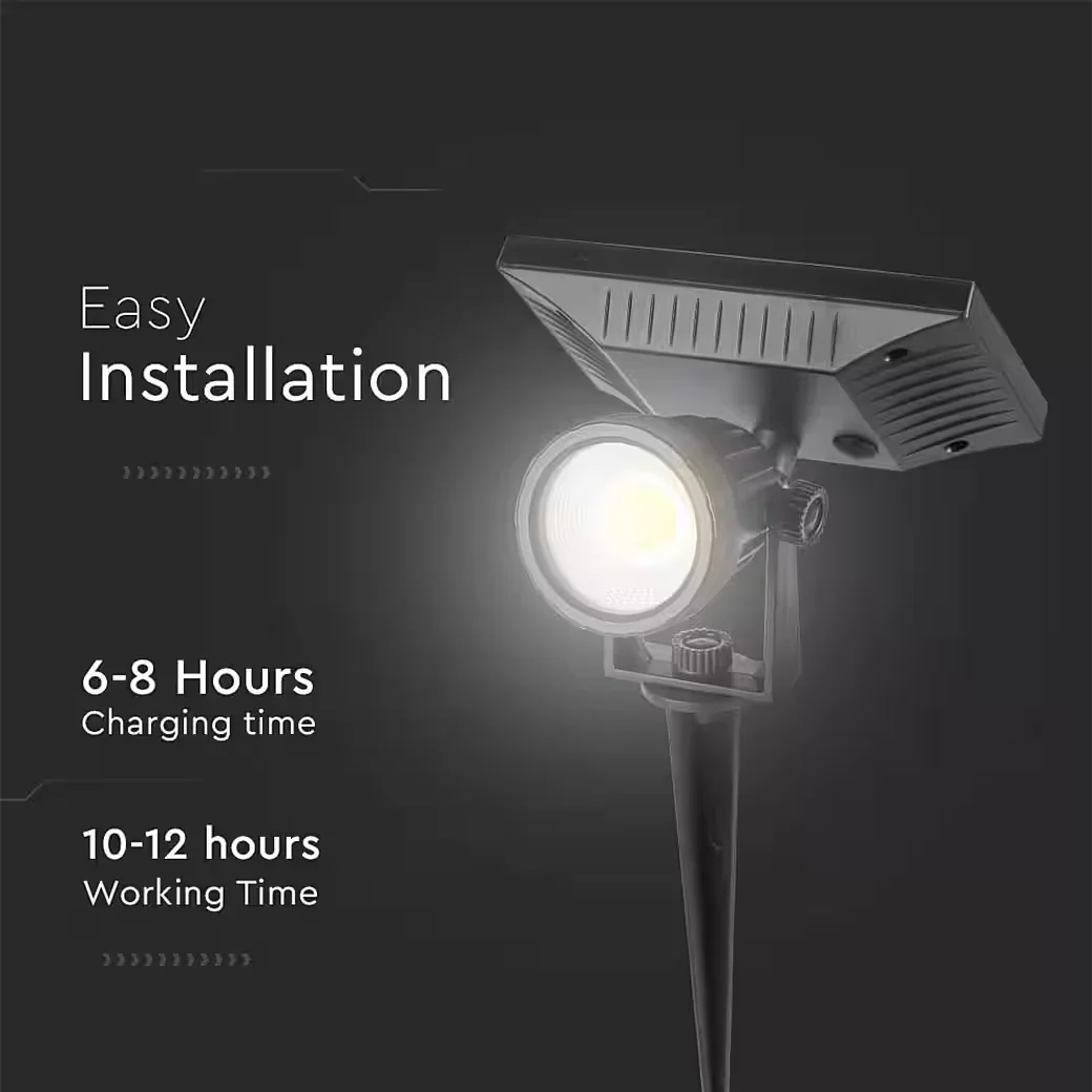 V-TAC Solar LED Gartenleuchte VT-952 2W 4000K IP65 schwarz
