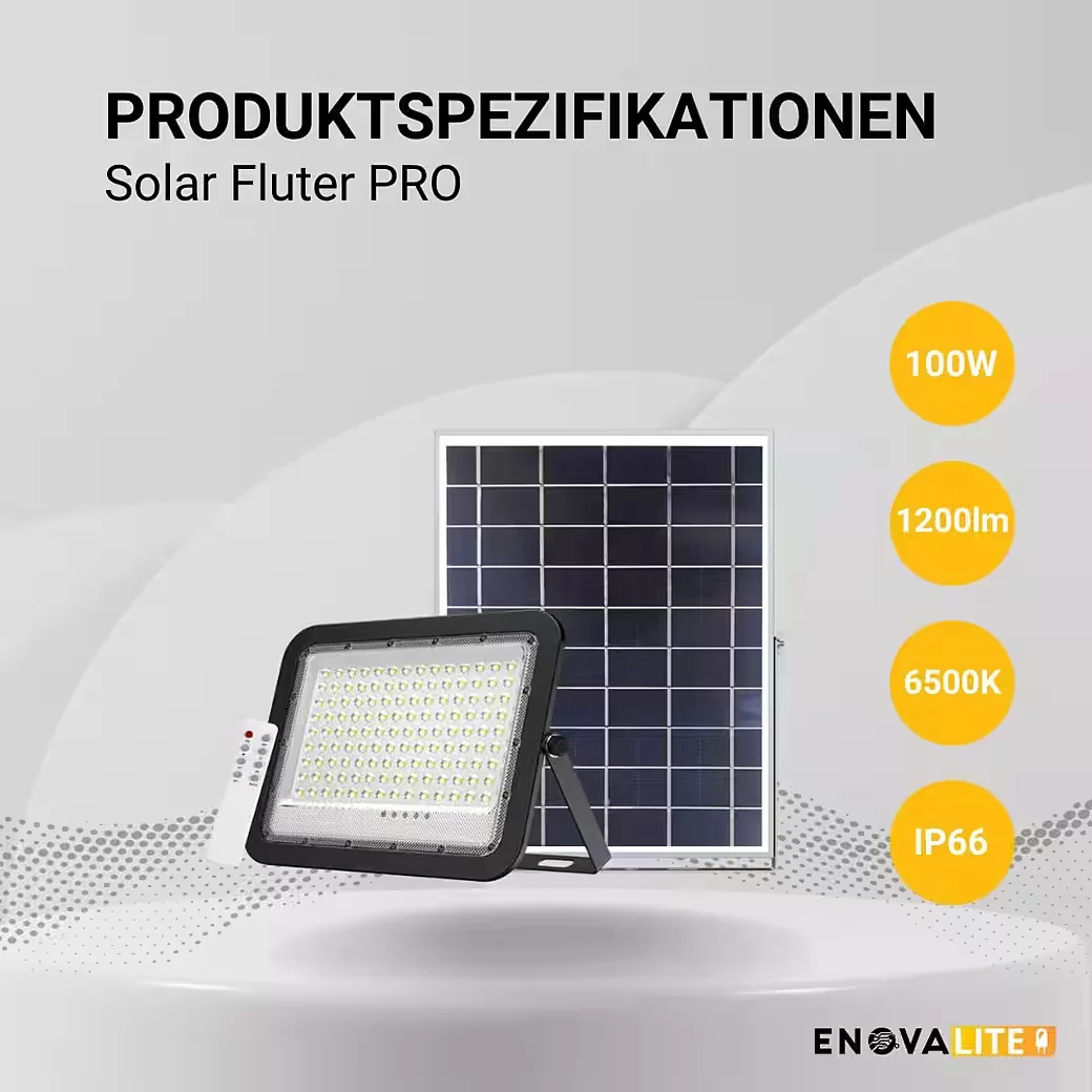 ENOVALITE Solarstrahler PRO 10W 1400 lm 6500K IP65 LED-Fluter