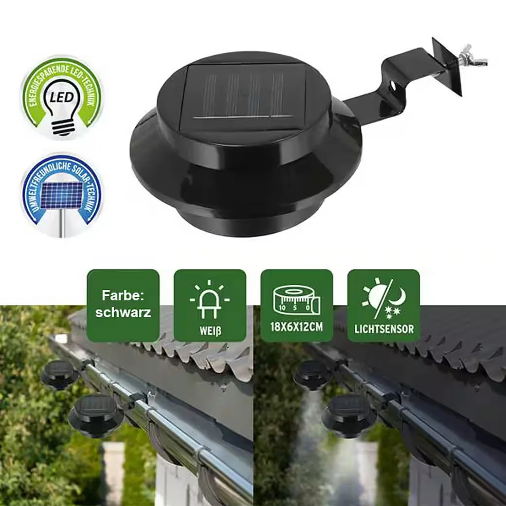 HAC24 LED Solar Dachrinnenlampe für Regenrinne Garten Außen