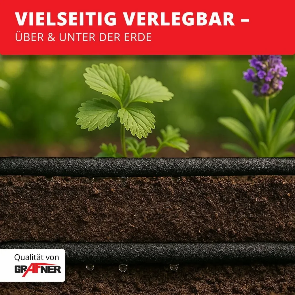 Grafner Perlschlauch 1/2 Zoll 15 m Tropfschlauch Anschlussgarnitur