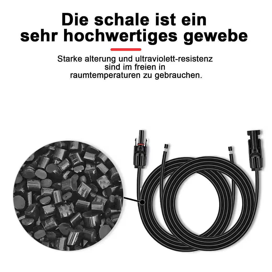 GLIESE Solarkabel 3 m 2,5 mm² Schwarz mit Stecker für Photovoltaik