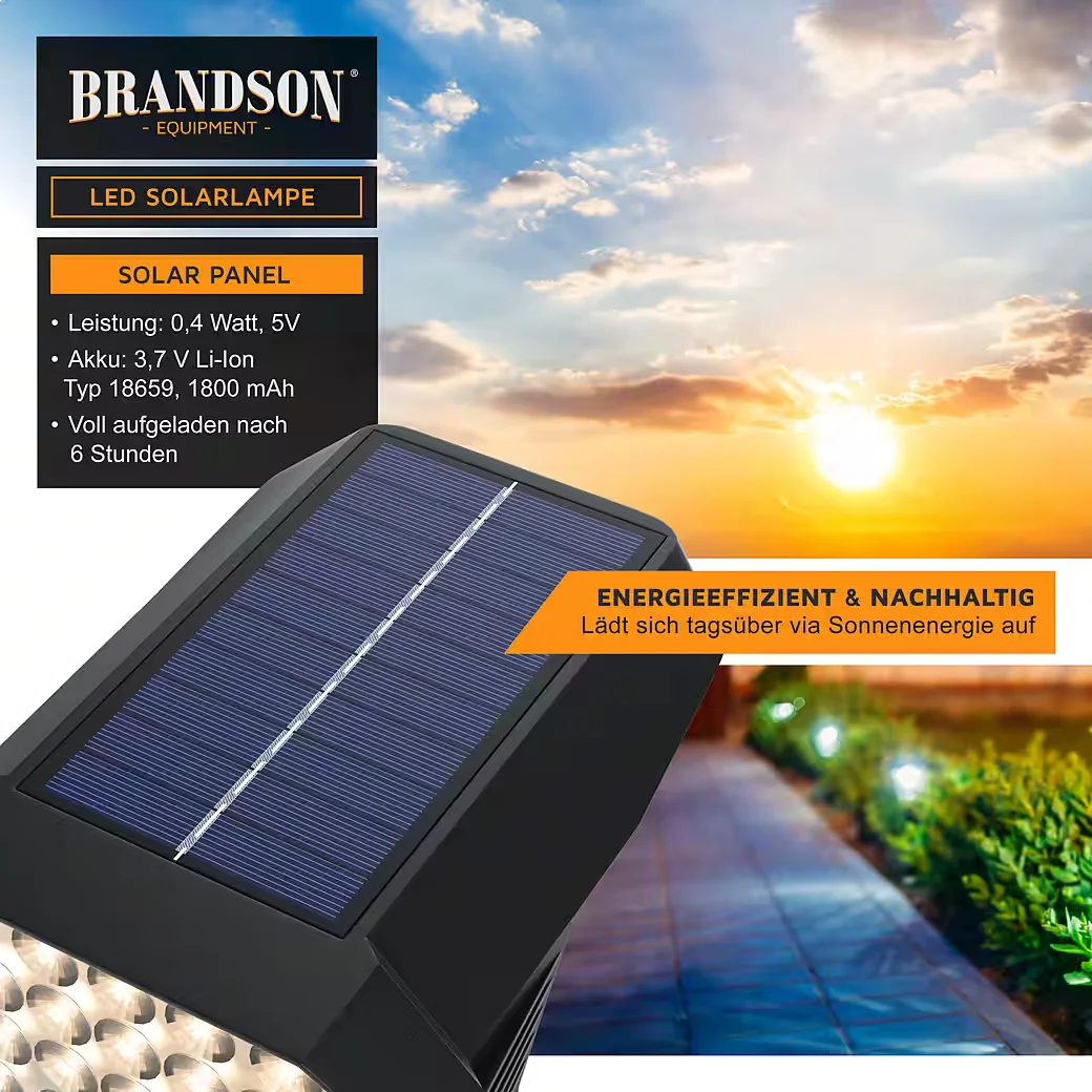 Brandson LED Solar Akku Gartenstrahler mit Erdspieß und Wandmontage