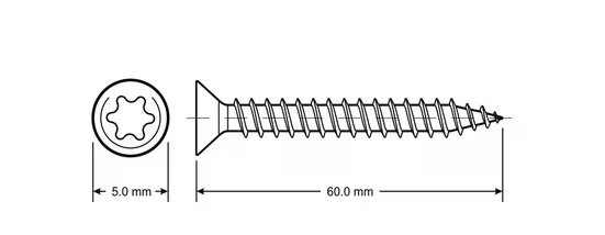 TREND LINE Holzbauschraube Edelstahl 5.0 x 60 mm Torx TX25