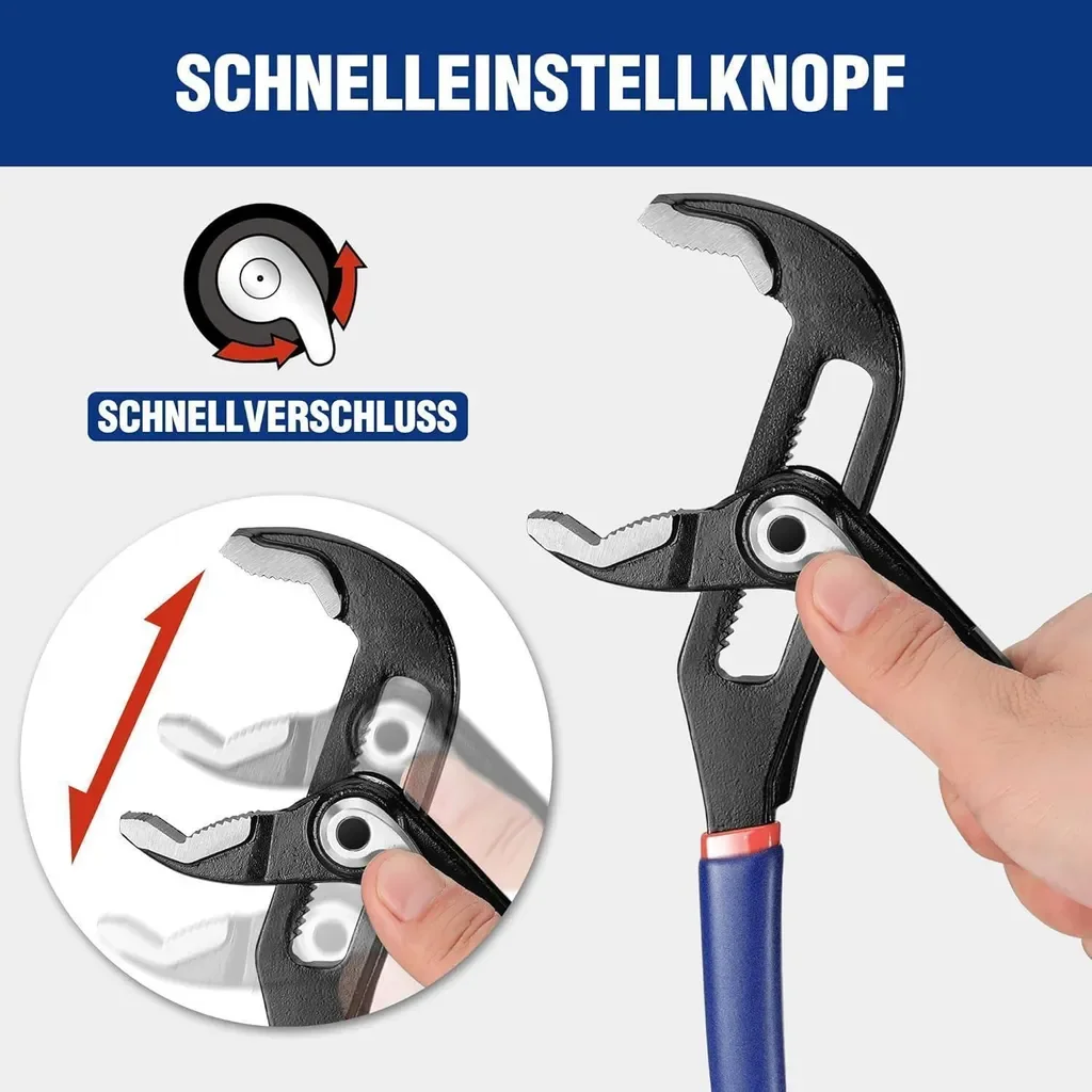 WORKPRO Wasserpumpenzangen Set 200mm 250mm, Cr-V Stahl, verstellbar