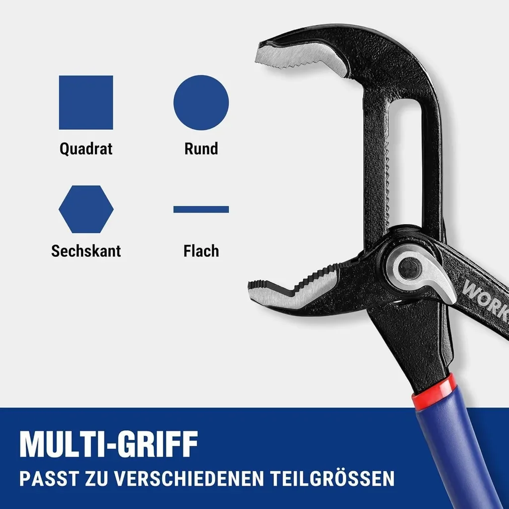 WORKPRO Wasserpumpenzangen Set 200mm 250mm, Cr-V Stahl, verstellbar