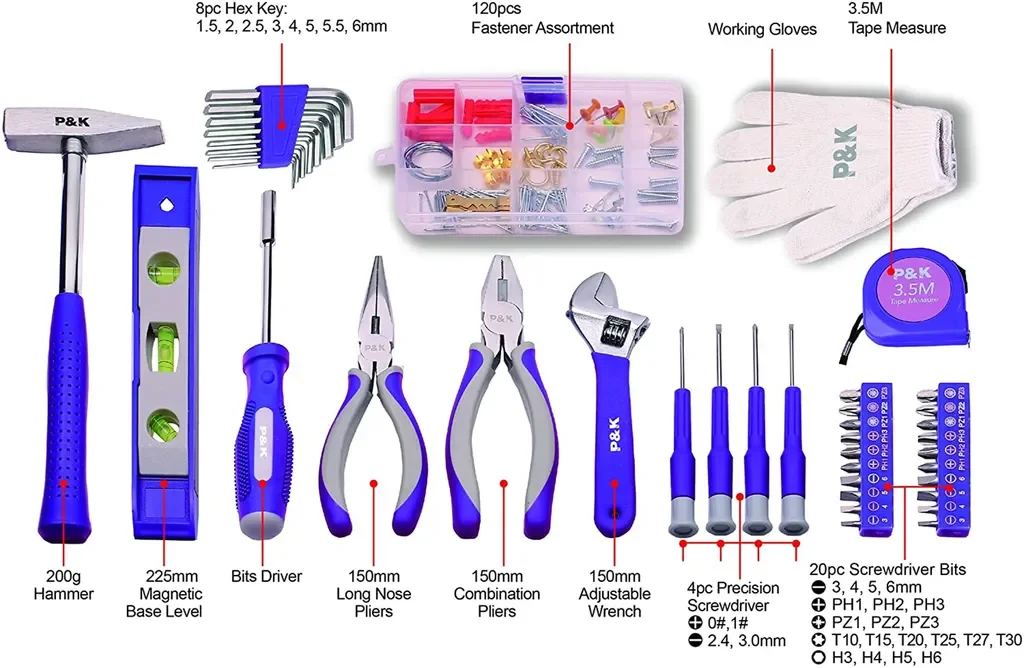Ping-Handel P und K 141-teiliges Werkzeugset lila mit Tasche