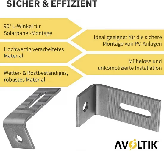 AVOLTIK Solarmodul Halterung L Halter 90 Grad Edelstahl Winkelverbinder