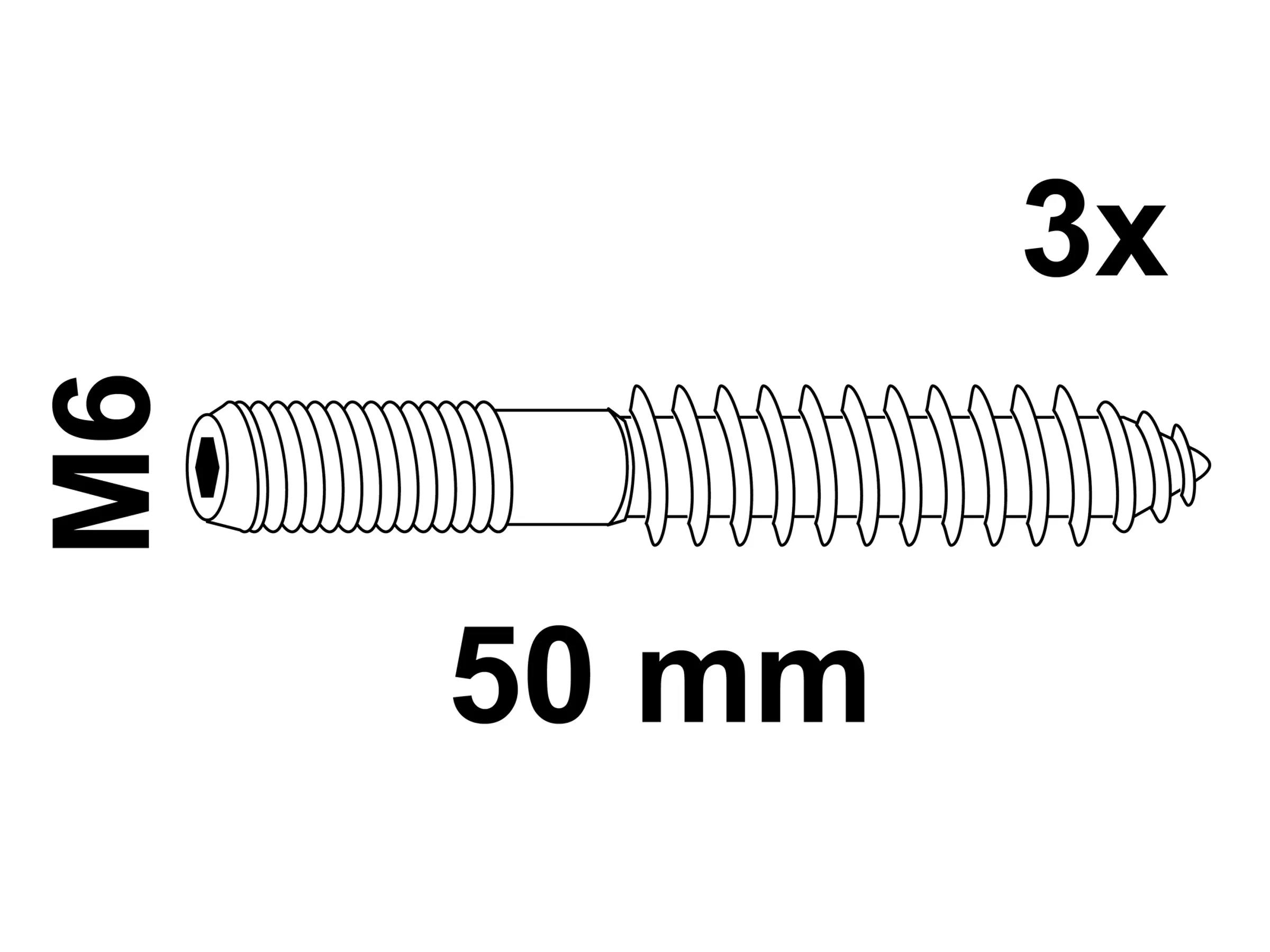 Kirchhoff Stockschrauben M6 x 50 mm Set 3 Stück