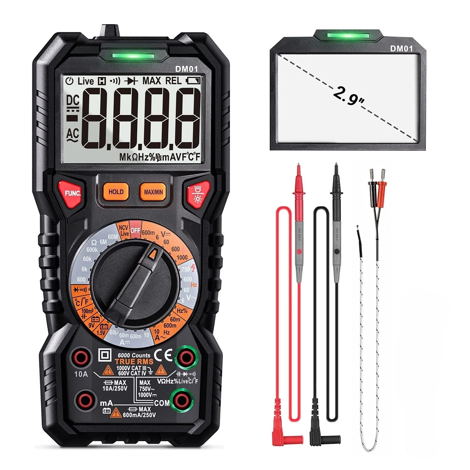 TACKLIFE Multimeter Messgerät für Spannung Strom und Widerstand