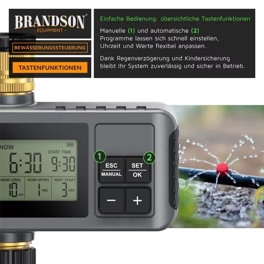 Brandson Bewässerungssteuerung digital mit LCD Wasserzeitschaltuhr