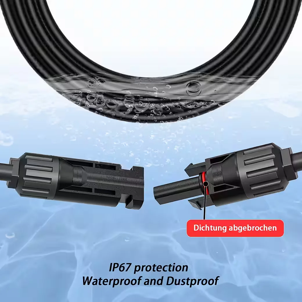 GLIESE Solarkabel 3 m 2,5 mm² Schwarz mit Stecker für Photovoltaik