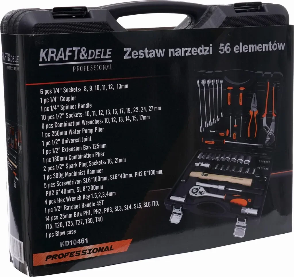 KRAFT&DELE Werkzeugset 56-teilig Chrom-Vanadium-Stahl mit Koffer