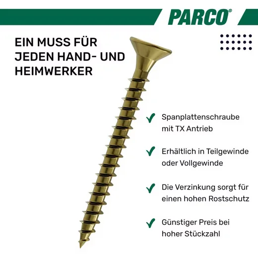 PARCO Spanplattenschrauben Senkkopf Torx verzinkt deutsche Qualität