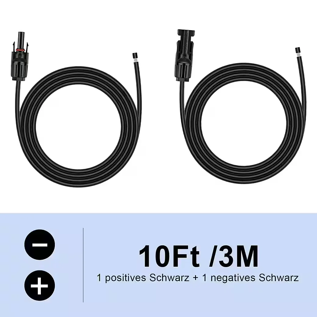 GLIESE Solarkabel 3 m 2,5 mm² Schwarz mit Stecker für Photovoltaik