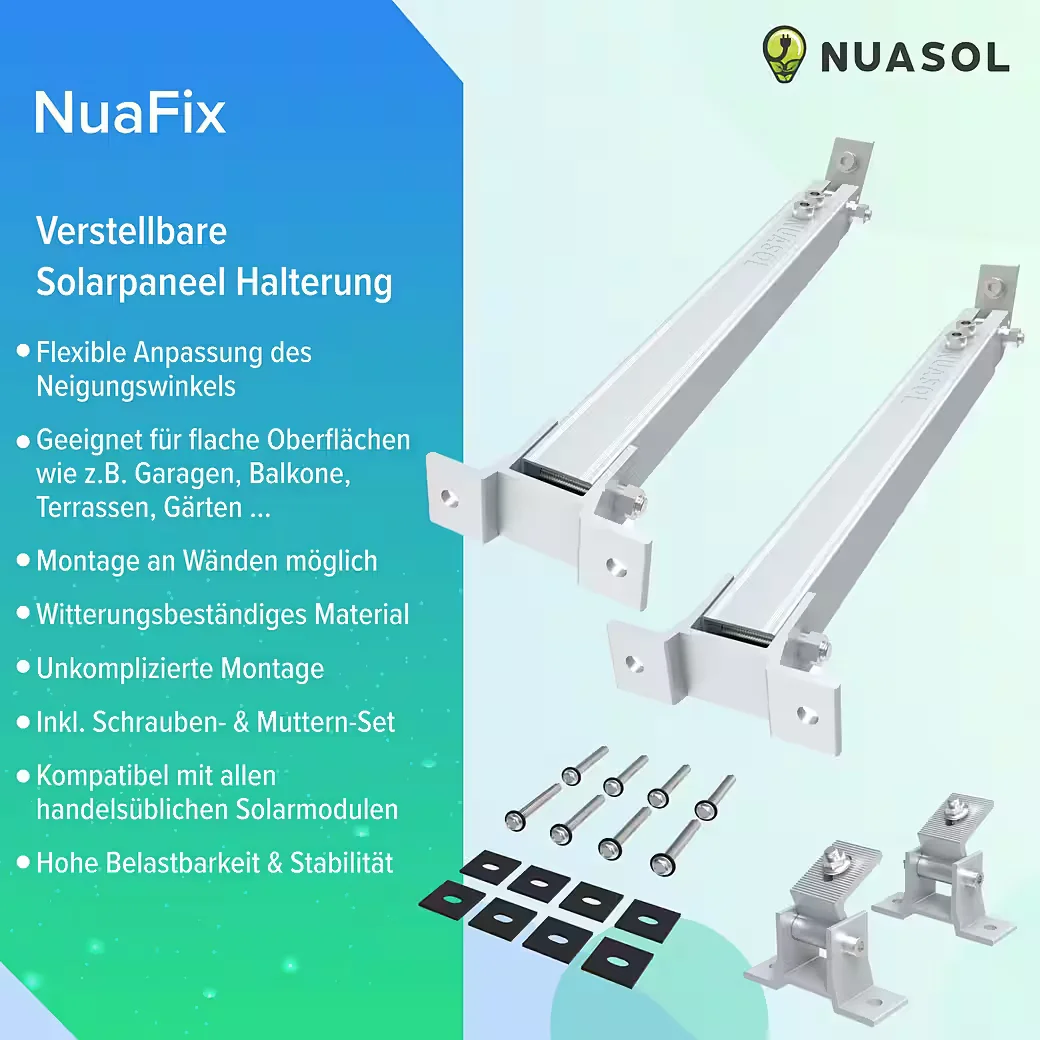 NUASOL Solarmodul-Halterung verstellbar 15-60 Grad silber/schwarz
