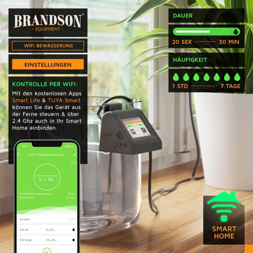 Brandson Bewässerungssteuerung WLAN mit App, Wassermenge regelbar