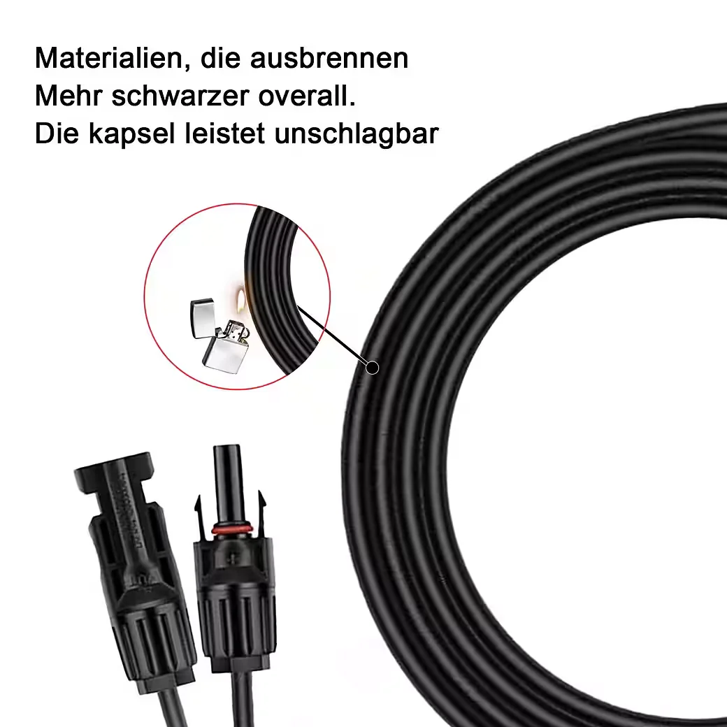 GLIESE Solarkabel 3 m 2,5 mm² Schwarz mit Stecker für Photovoltaik
