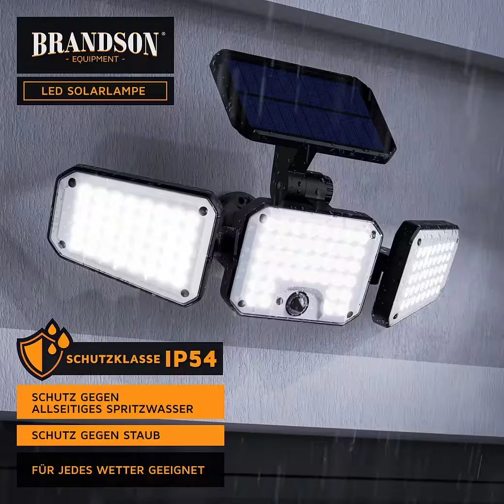 Brandson LED Solarleuchte, PIR-Sensor, 120 LEDs, 500 lm, 6500K