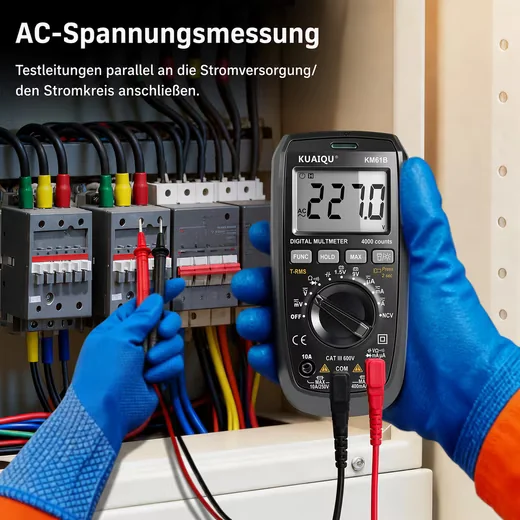 BBWL Digital Multimeter 600V AC/DC mit NCV, LED-Taschenlampe, LCD-Hold