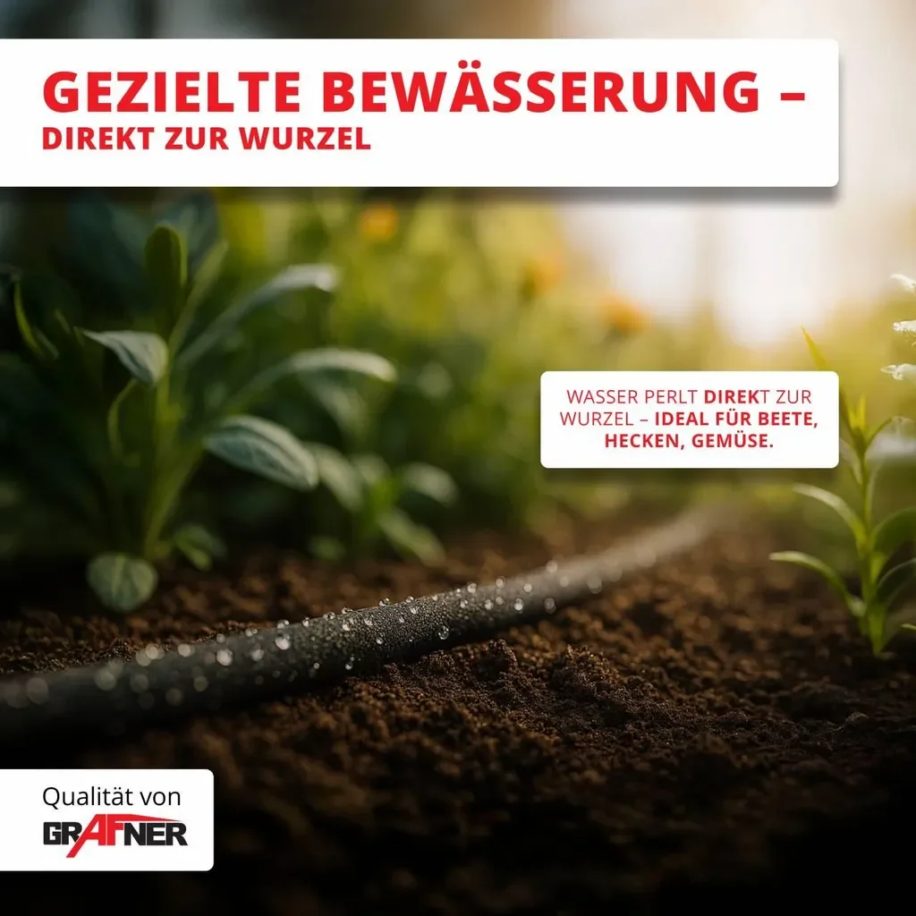 Grafner Perlschlauch 1/2 Zoll 15 m Tropfschlauch Anschlussgarnitur