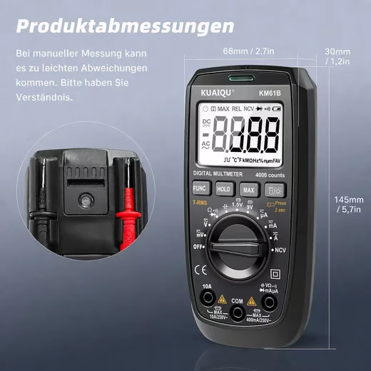 BBWL Digital Multimeter 600V AC/DC mit NCV, LED-Taschenlampe, LCD-Hold