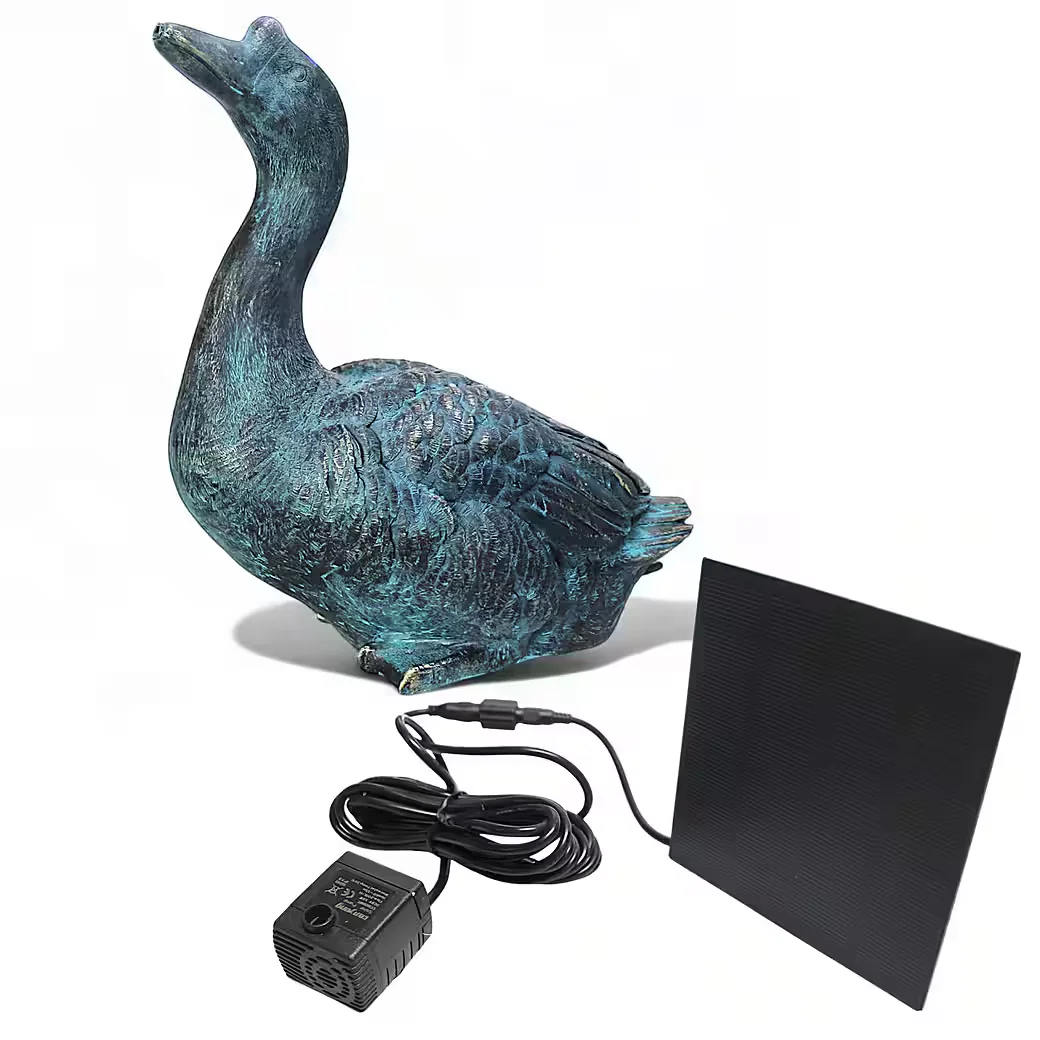 ARNUSA Solar Wasserspeier Gans Teichfigur Gartendeko Springbrunnen
