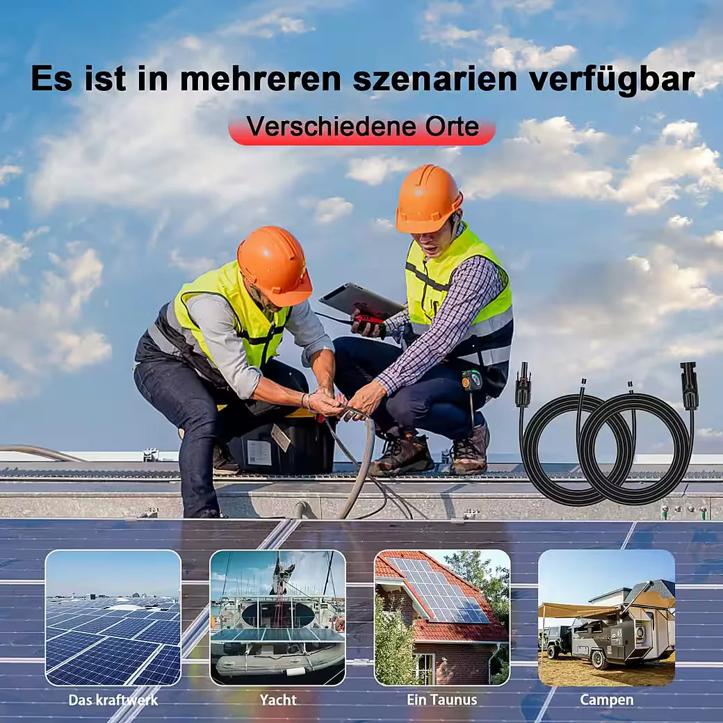 GLIESE Solarkabel 3 m 2,5 mm² Schwarz mit Stecker für Photovoltaik