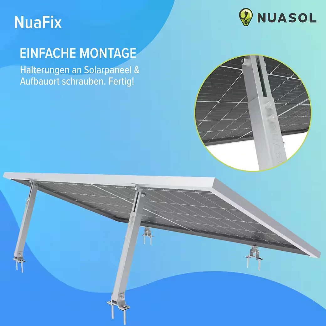 NUASOL Solarmodul-Halterung verstellbar 15-60 Grad silber/schwarz
