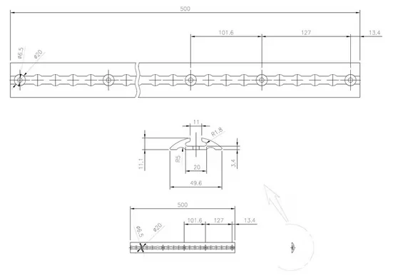 LABT Spanngurt Airlineschiene 30 cm halbrund eloxiert TÜV geprüft