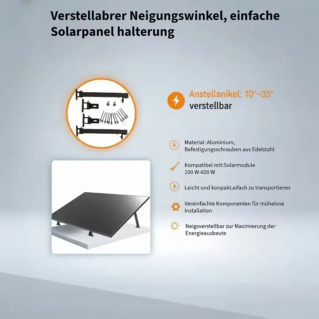 KSENG Solarmodul Halterung Flachdach 10–35° neigungsverstellbar