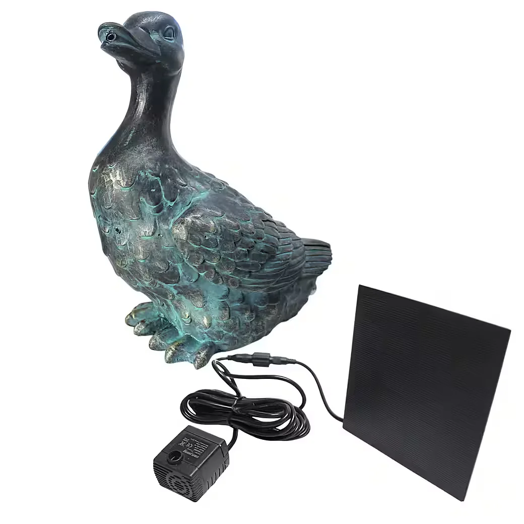 ARNUSA Solarbrunnen Wasserspeier Ente 29,5 cm mit Pumpe Teichdeko
