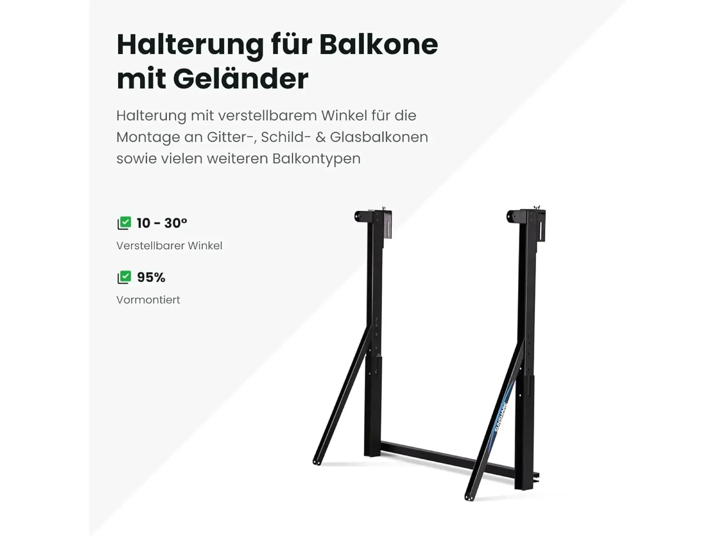 SUNSHARE Halterung für Balkongeländer Balkonkraftwerk einfache Montage